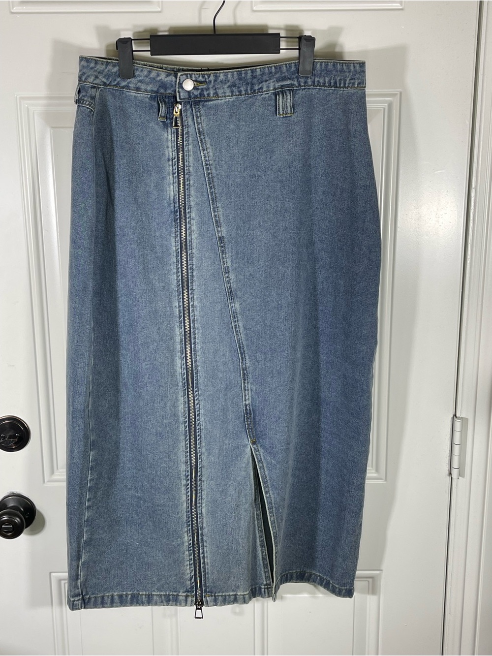 Allegra K full Zip Mid-axi Denim Skirt
